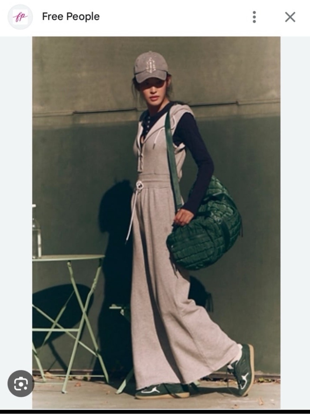 Free People Grey Hooded Wide‑Leg Jumpsuit -S